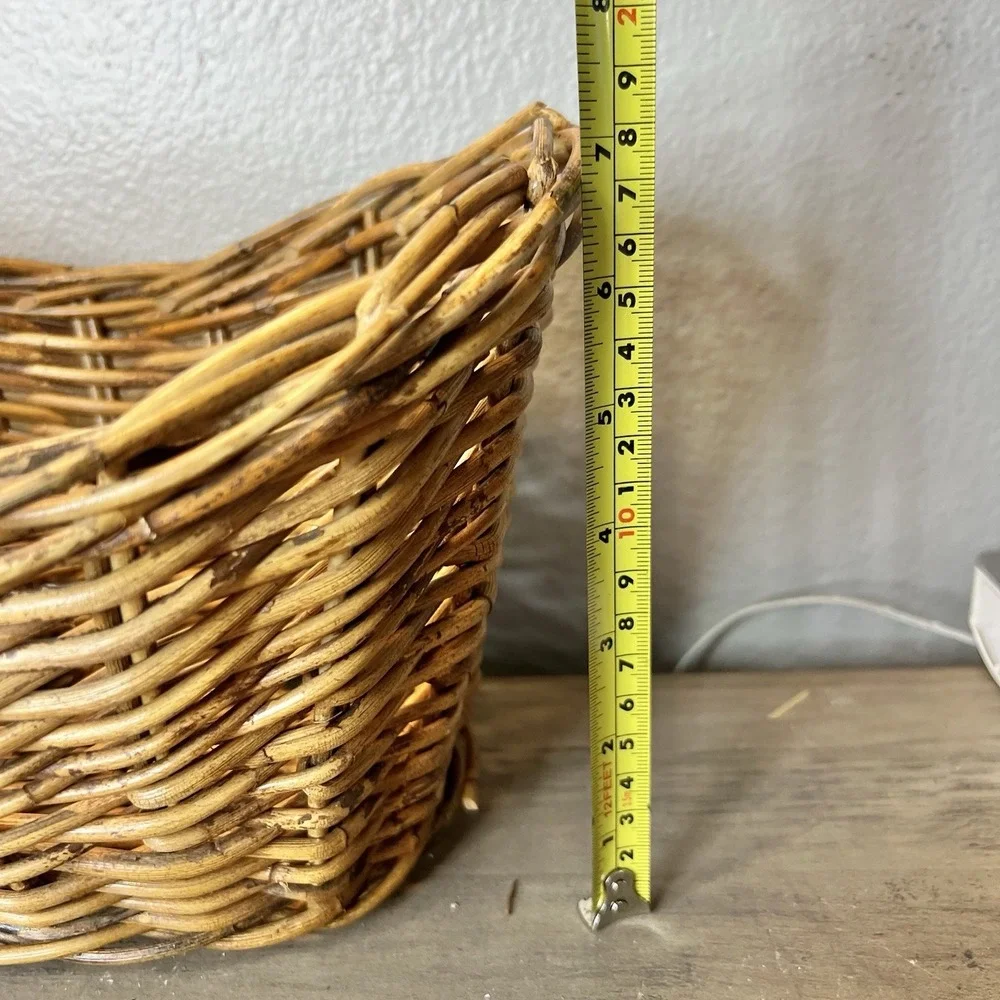 Vintage Woven Wicker Oval‎ Basket 7x10x8 Rustic Storage Planter Boho Decor